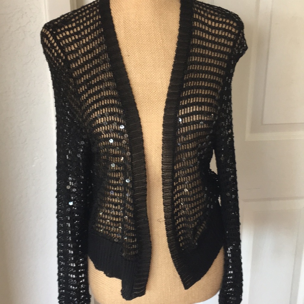 Lightweight Black knit M SWEATER dotted w/Sequins